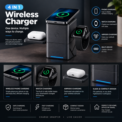 3 in 1 Electric Rotating Magnetic Wireless Charger